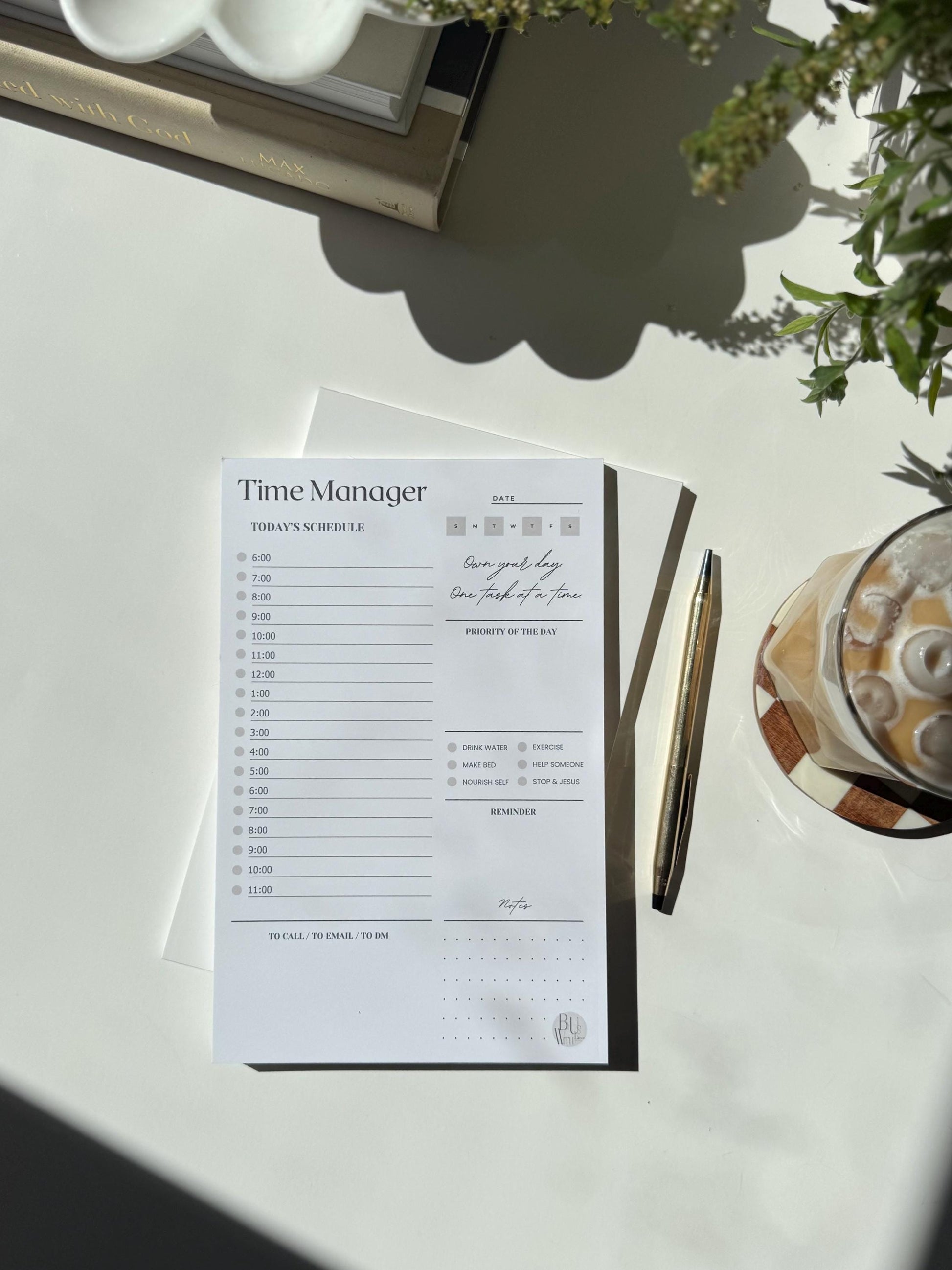 Beige Circle - Daily Time Schedule Tear-Off Notepad