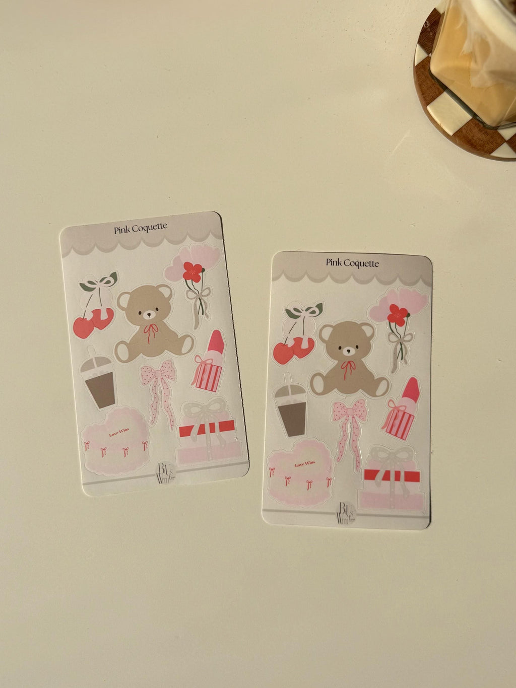 Coquette Bear Sticker Sheet – Soft Girl Aesthetic in Every Detail