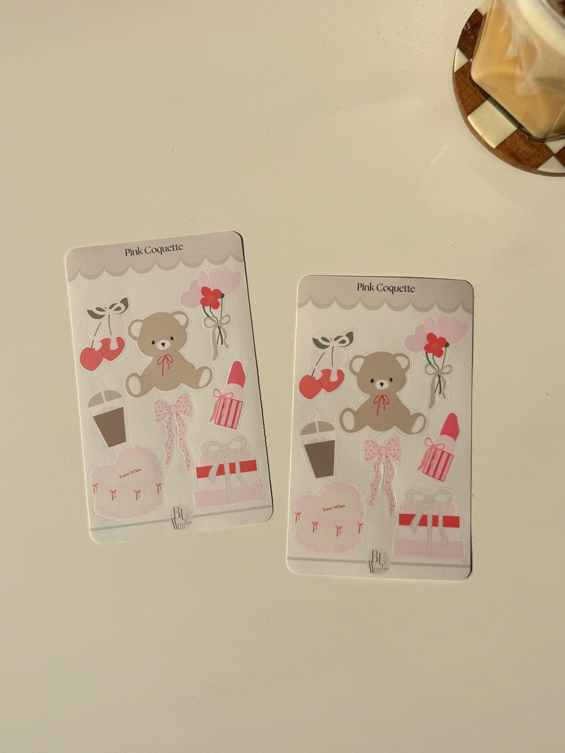 Coquette Bear Sticker Sheet – Soft Girl Aesthetic in Every Detail