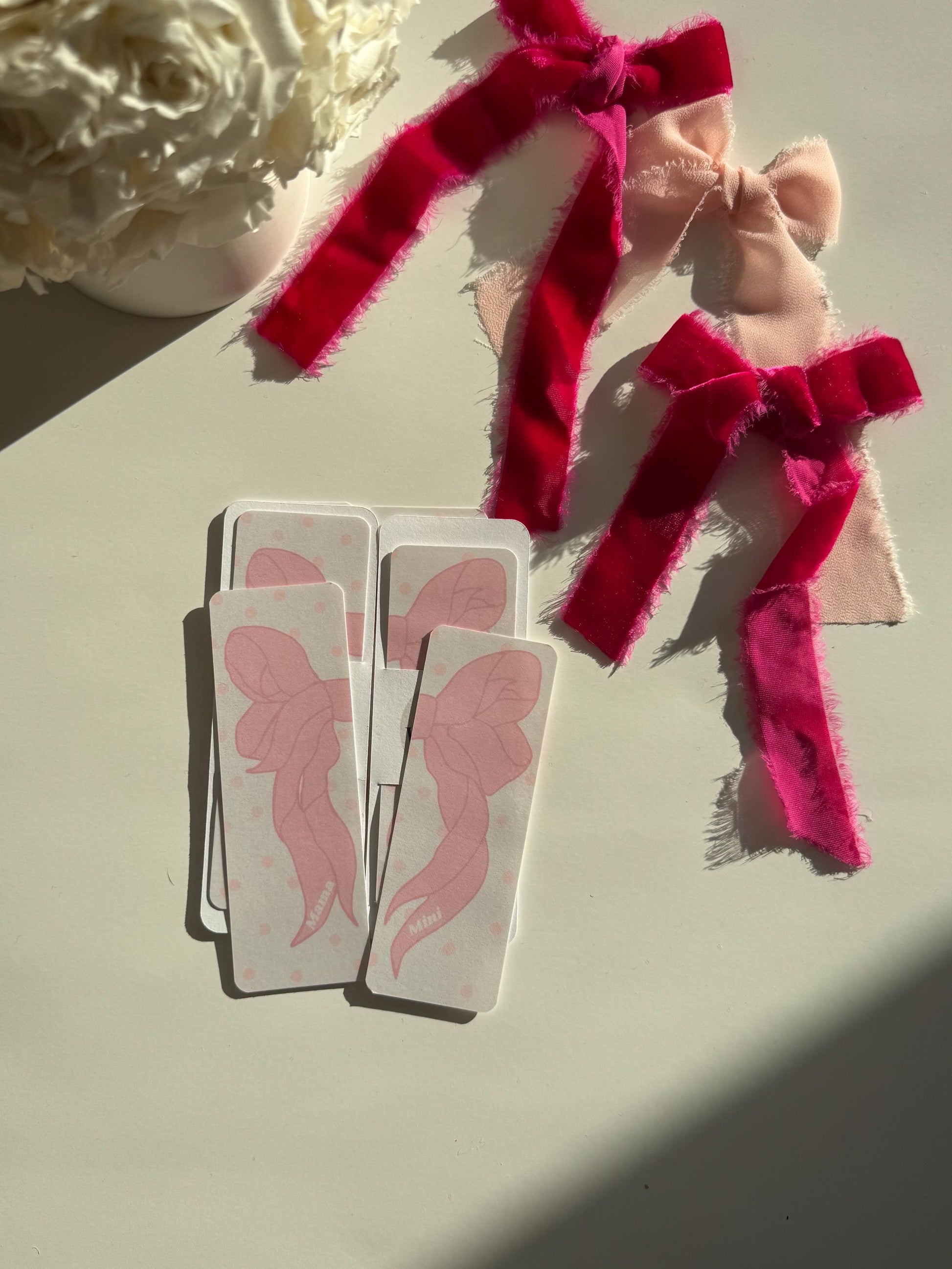 Mama & Mini Pink Bow Bookmark Set