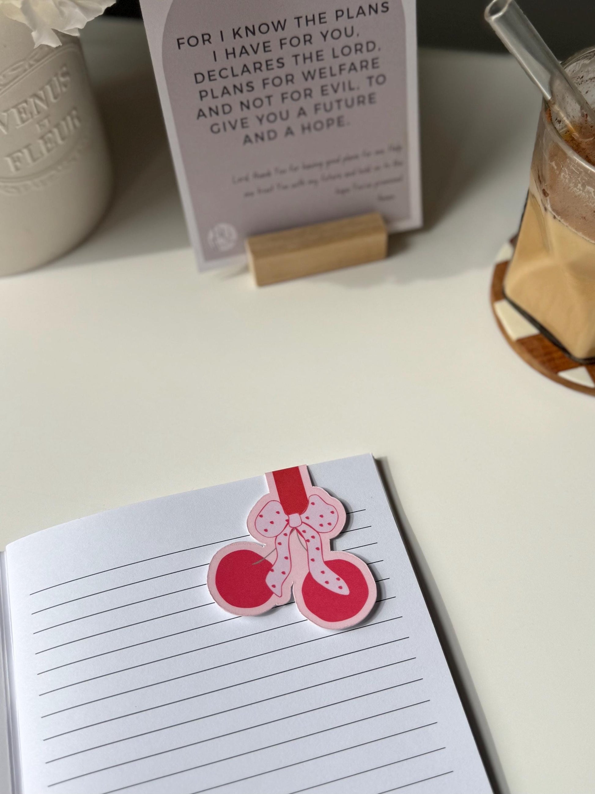Cherry Bow Magnetic Bookmark – Coquette-Inspired Stationery
