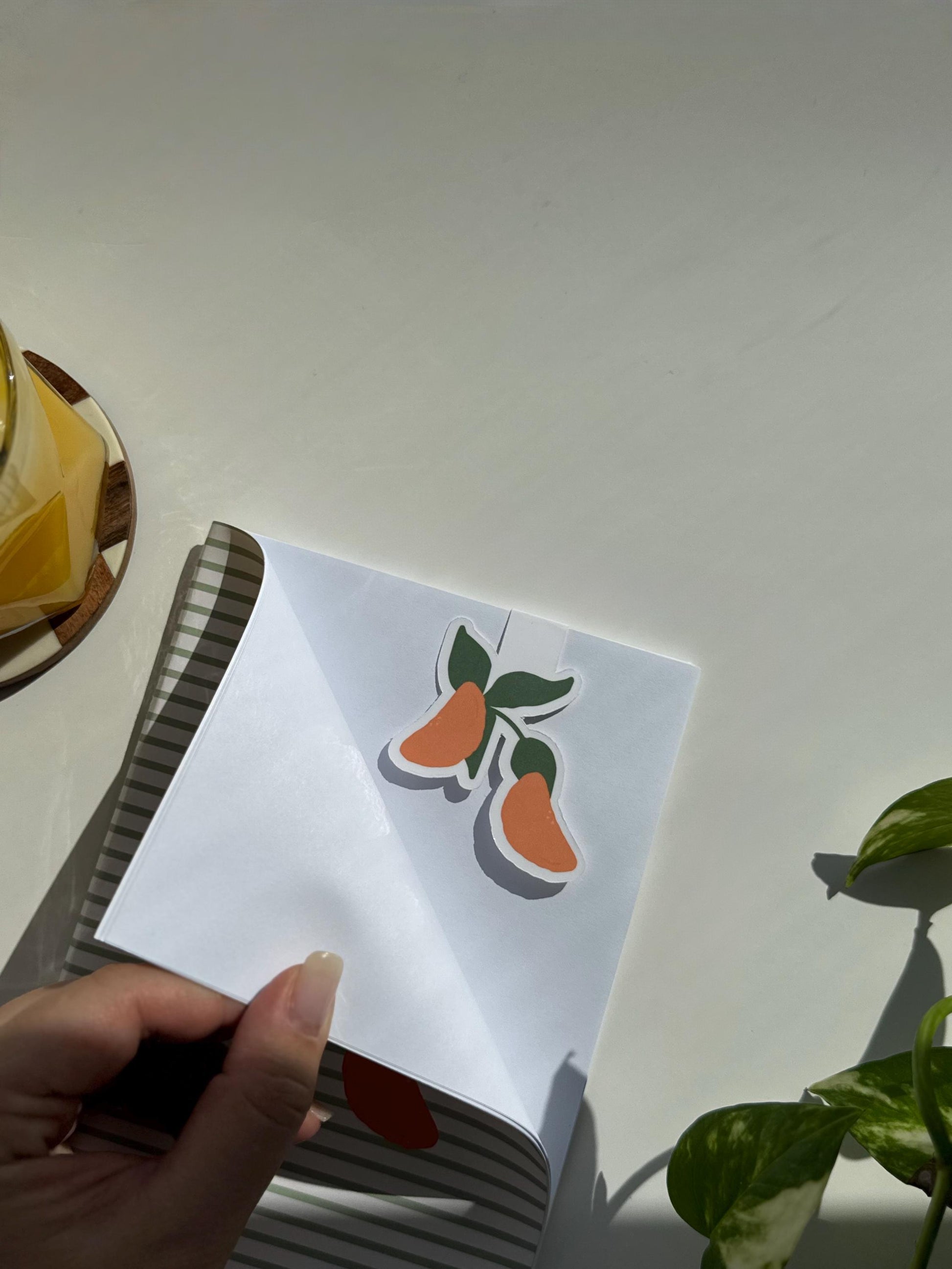 Mandarin Magnetic Bookmark with Leaves – Brighten Your Reading with Citrus Love