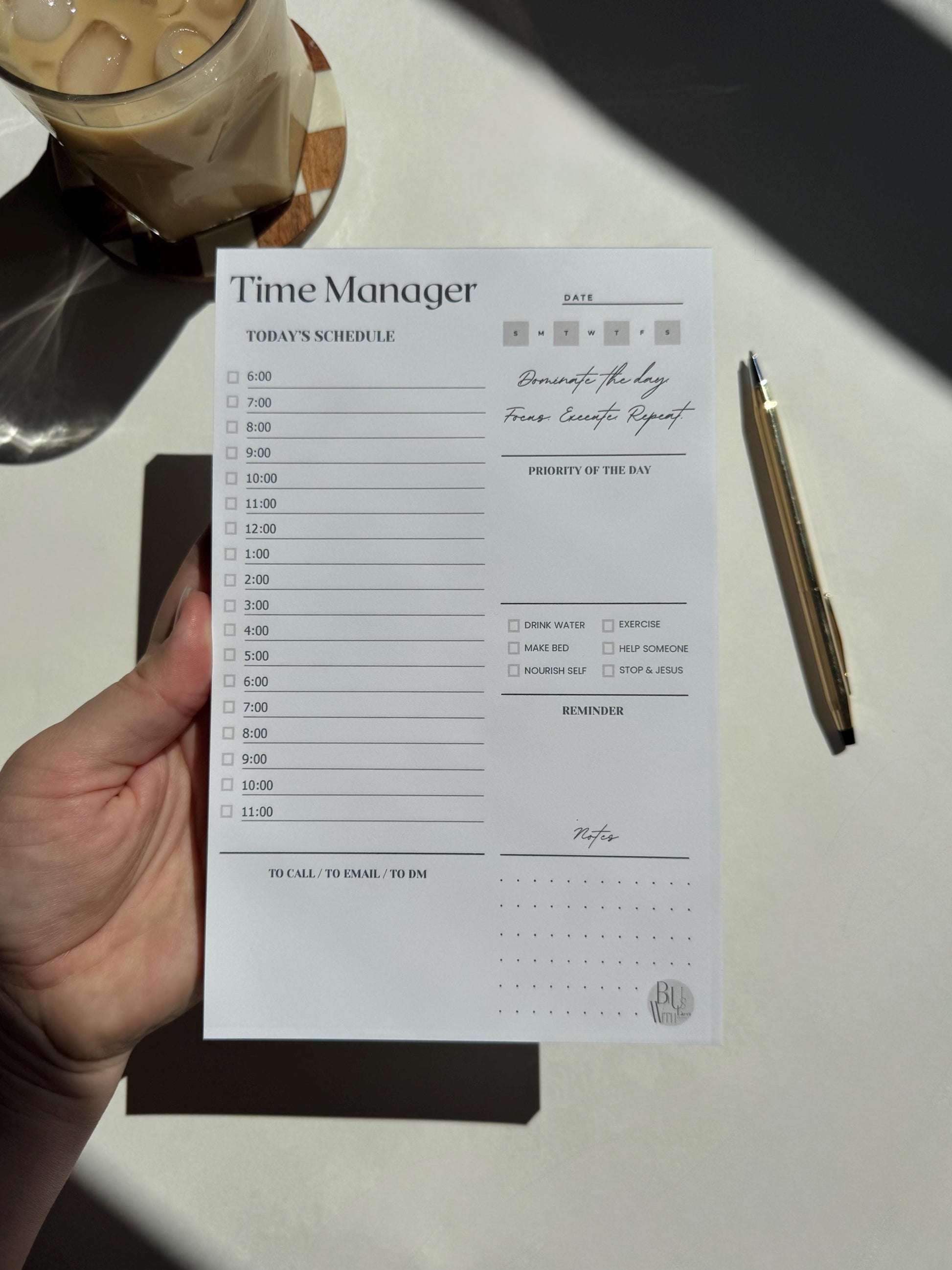 Beige Square - Daily Hourly Planner Notepad