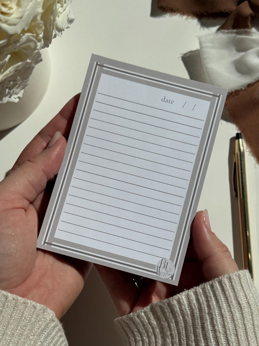 Beige Lined Border Notepad
