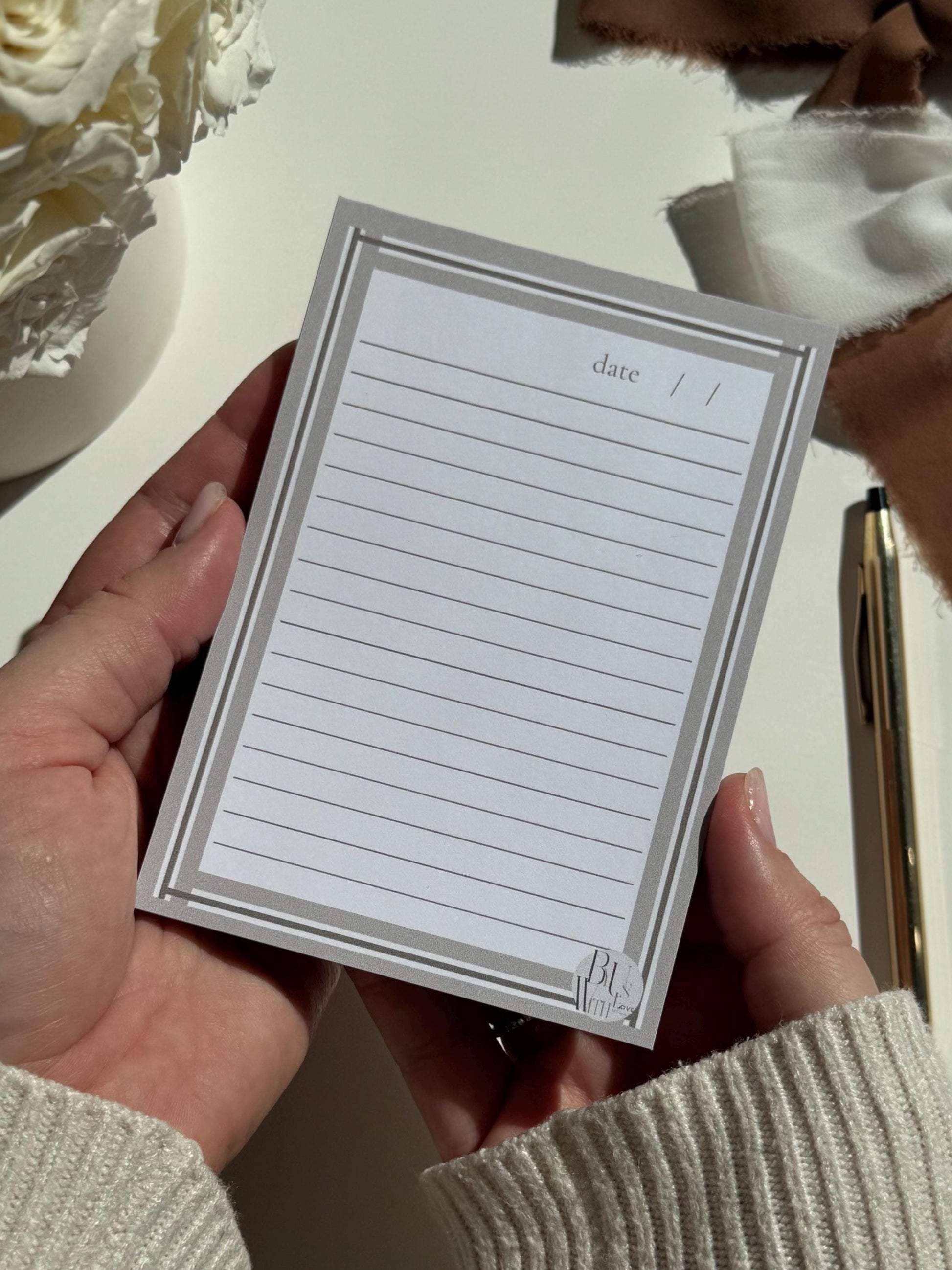 Beige Lined Border Notepad