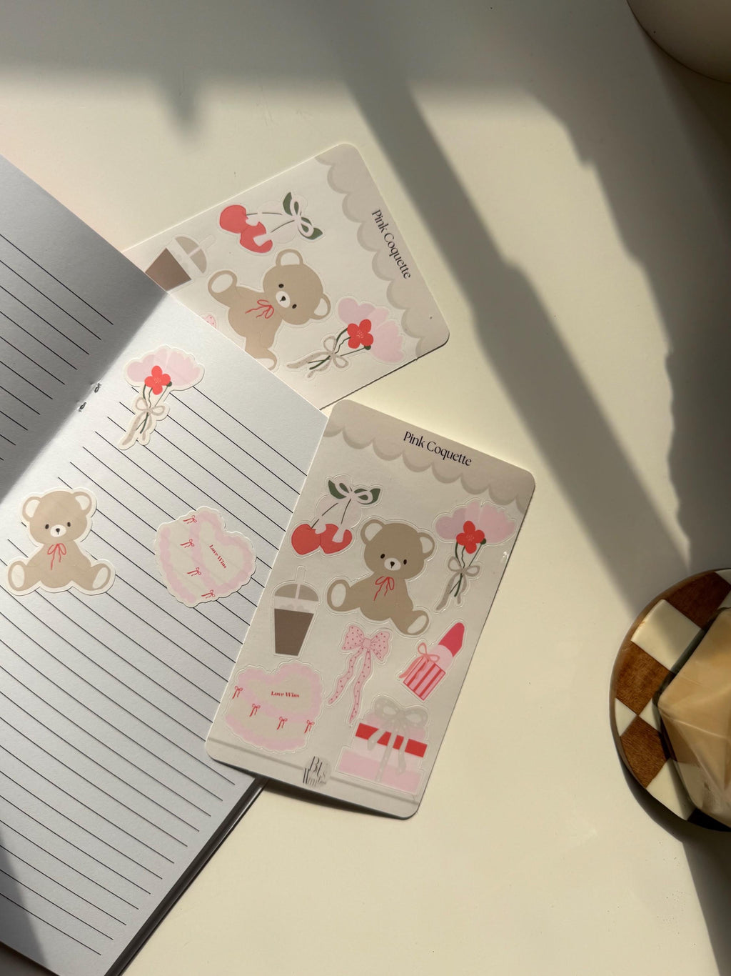 Coquette Bear Sticker Sheet – Soft Girl Aesthetic in Every Detail