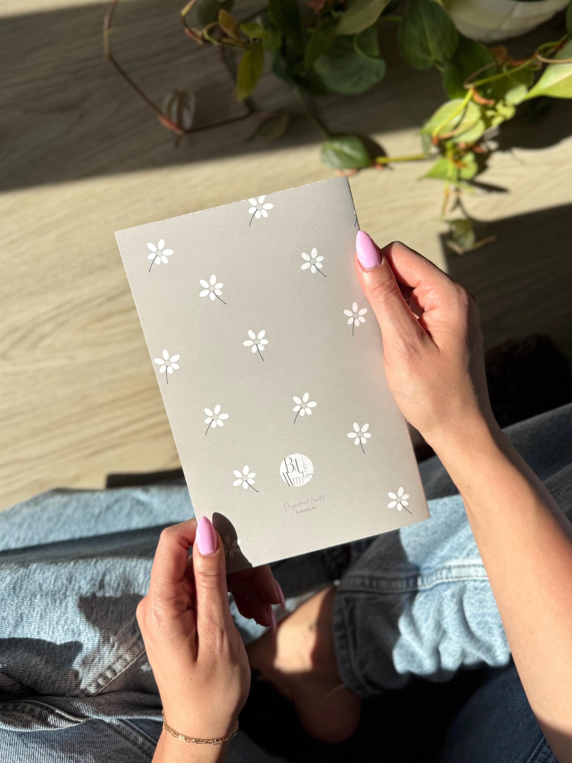 Beige Floral Lined A5 Notebook