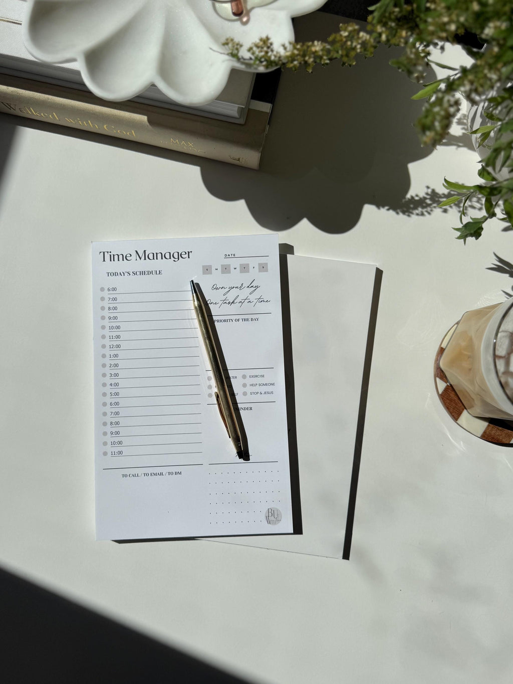 Beige Circle - Daily Time Schedule Tear-Off Notepad