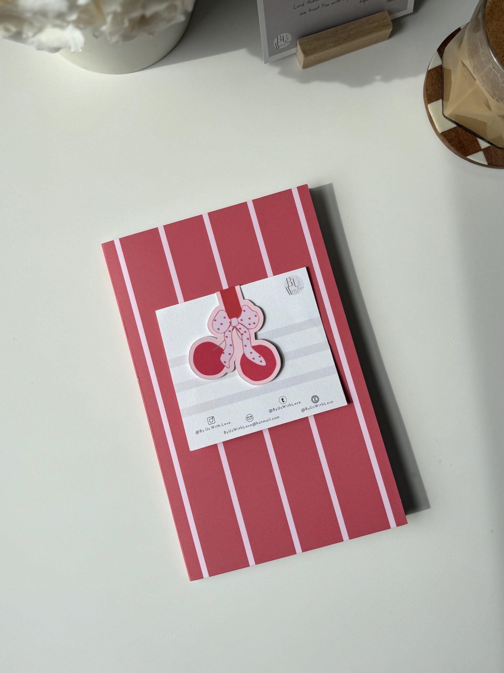 Cherry Bow Magnetic Bookmark – Coquette-Inspired Stationery