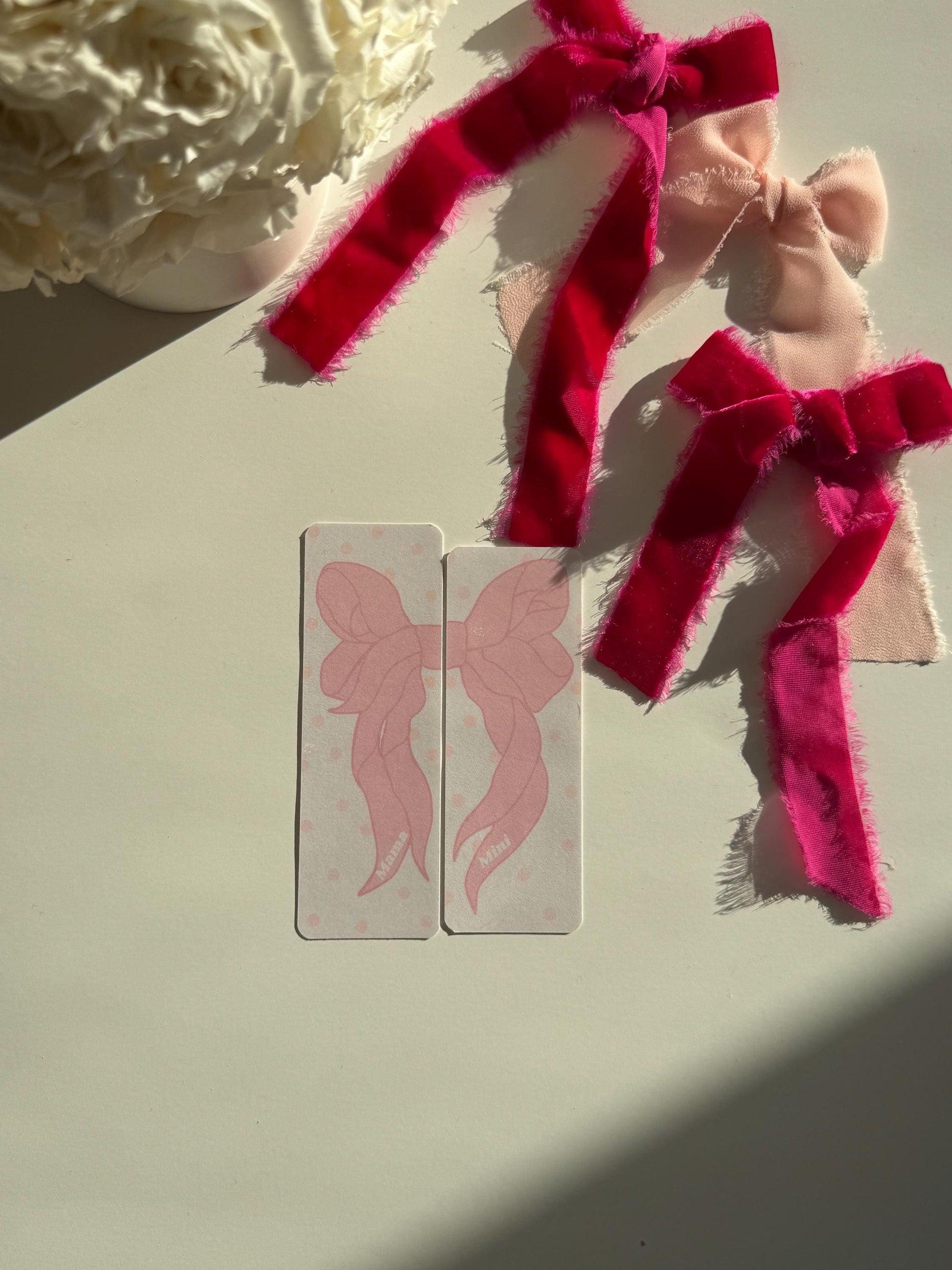 Mama & Mini Pink Bow Bookmark Set