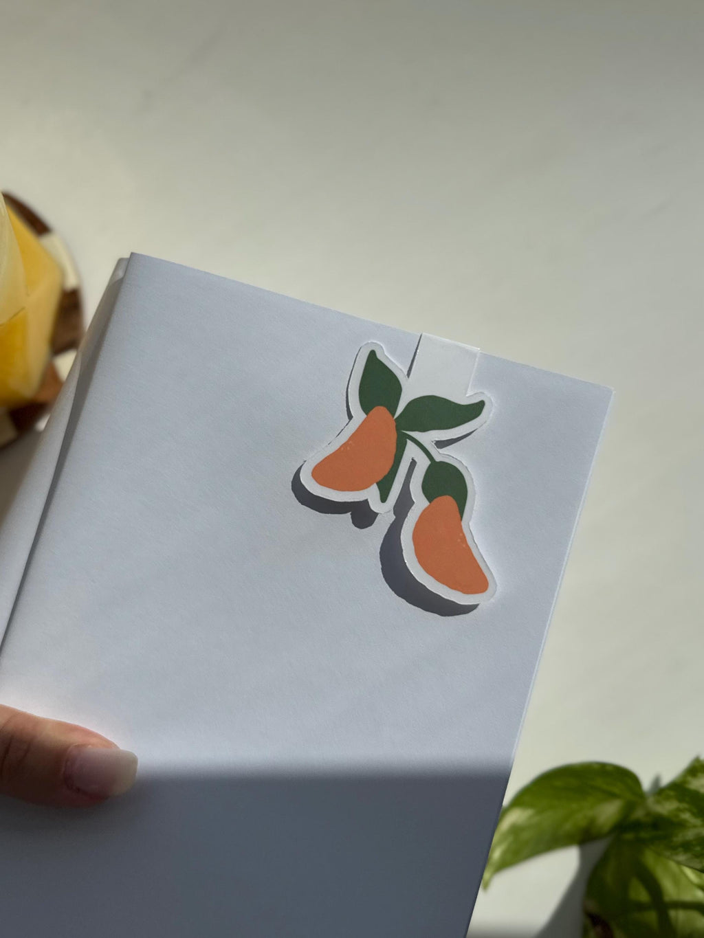 Mandarin Magnetic Bookmark with Leaves – Brighten Your Reading with Citrus Love