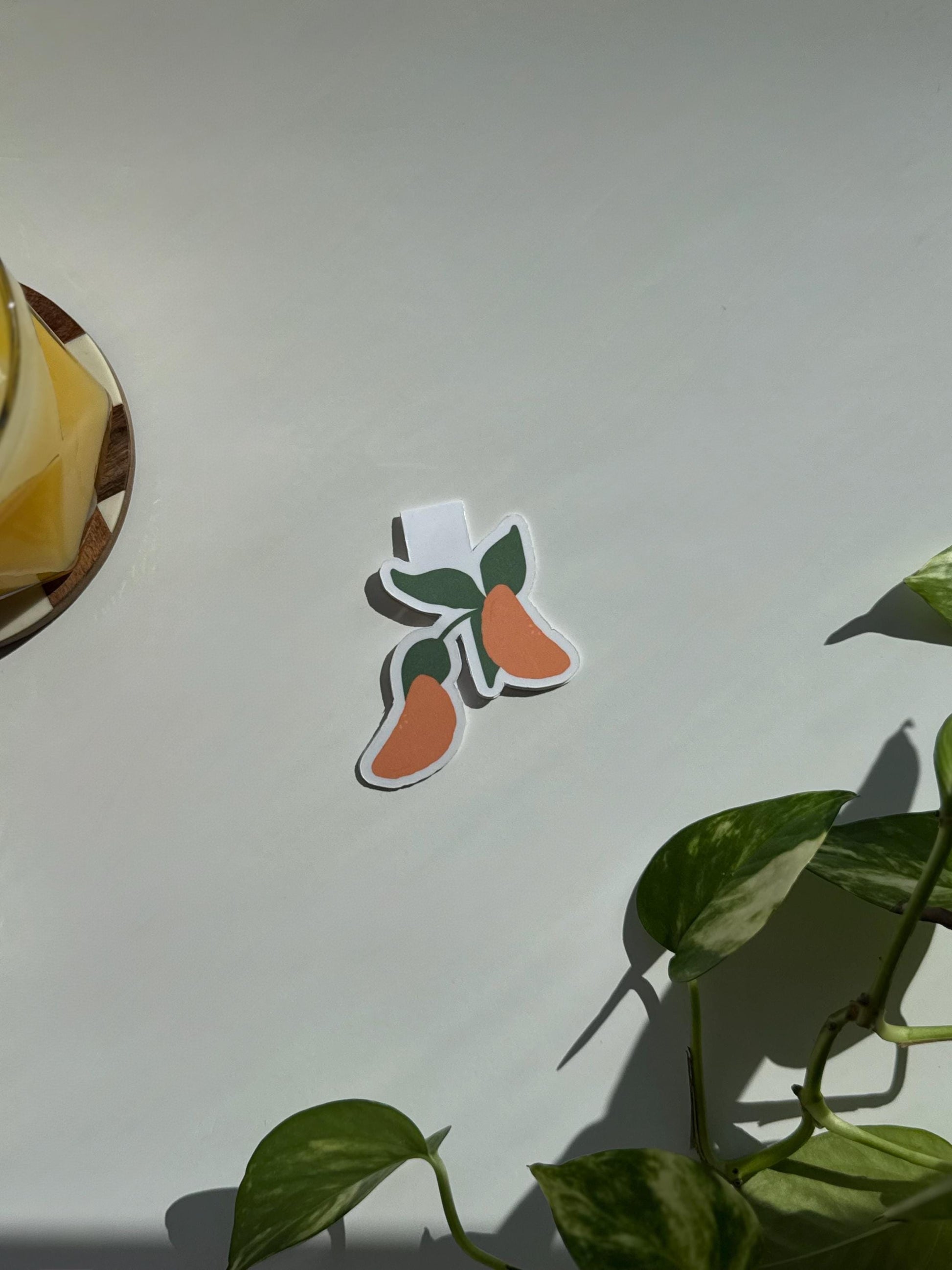 Mandarin Magnetic Bookmark with Leaves – Brighten Your Reading with Citrus Love