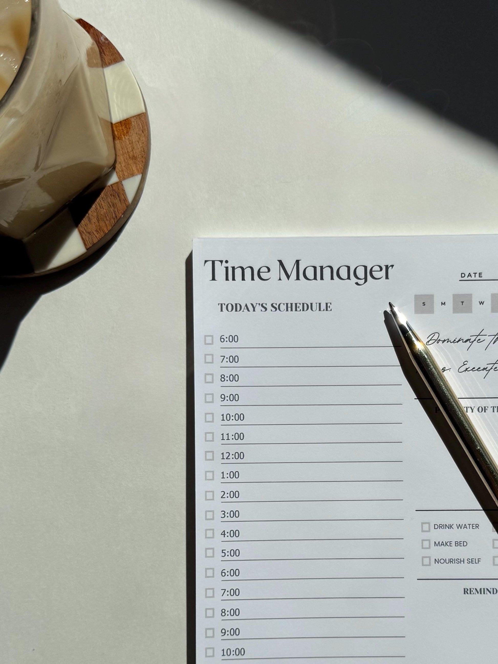 Beige Square - Daily Hourly Planner Notepad