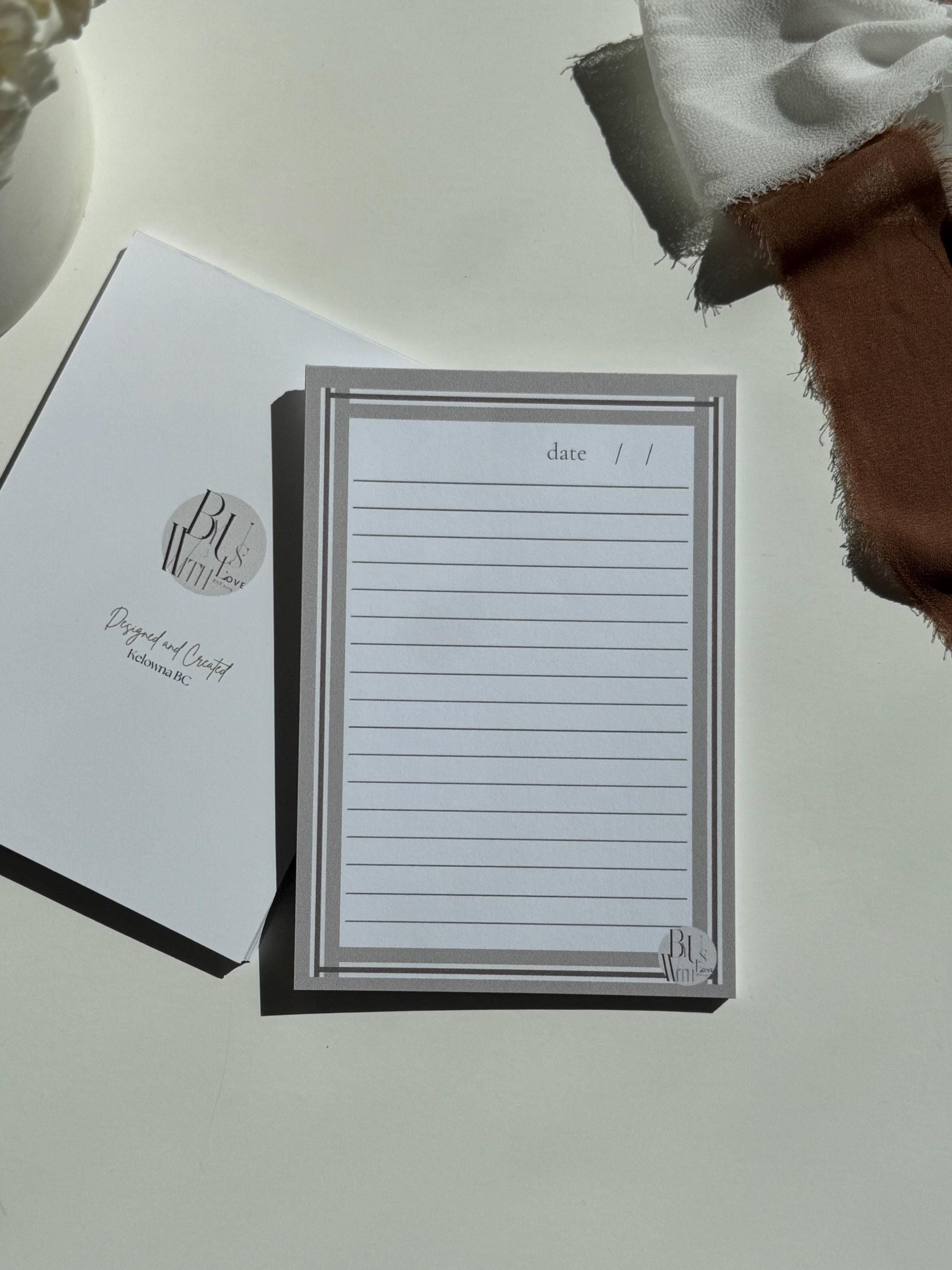 Beige Lined Border Notepad