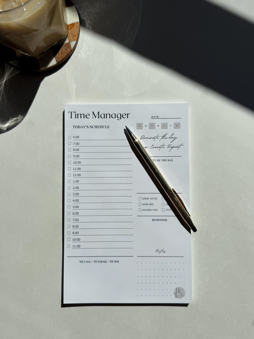 Beige Square - Daily Hourly Planner Notepad