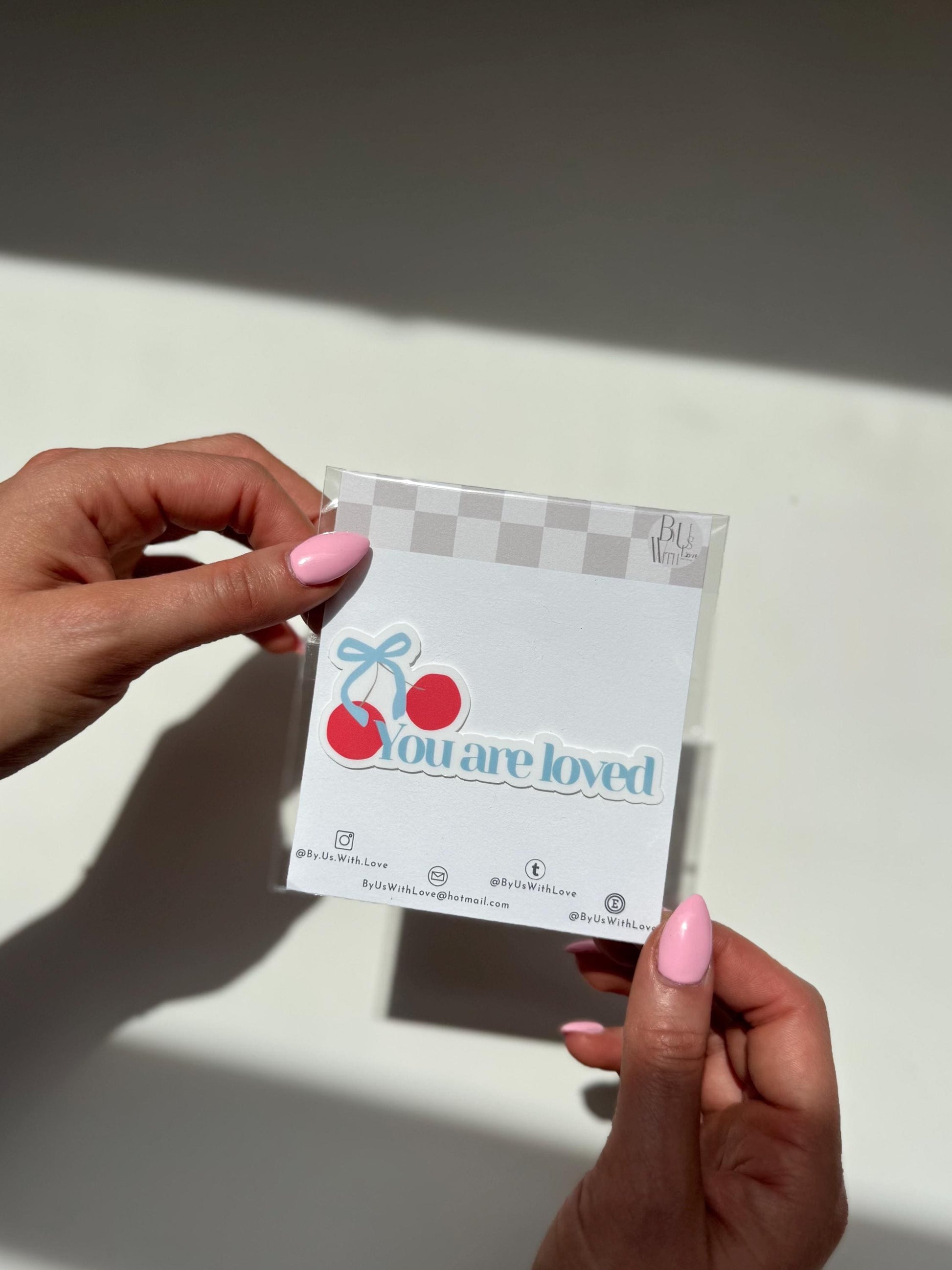 Red Cherry Bow Loved - Sticker