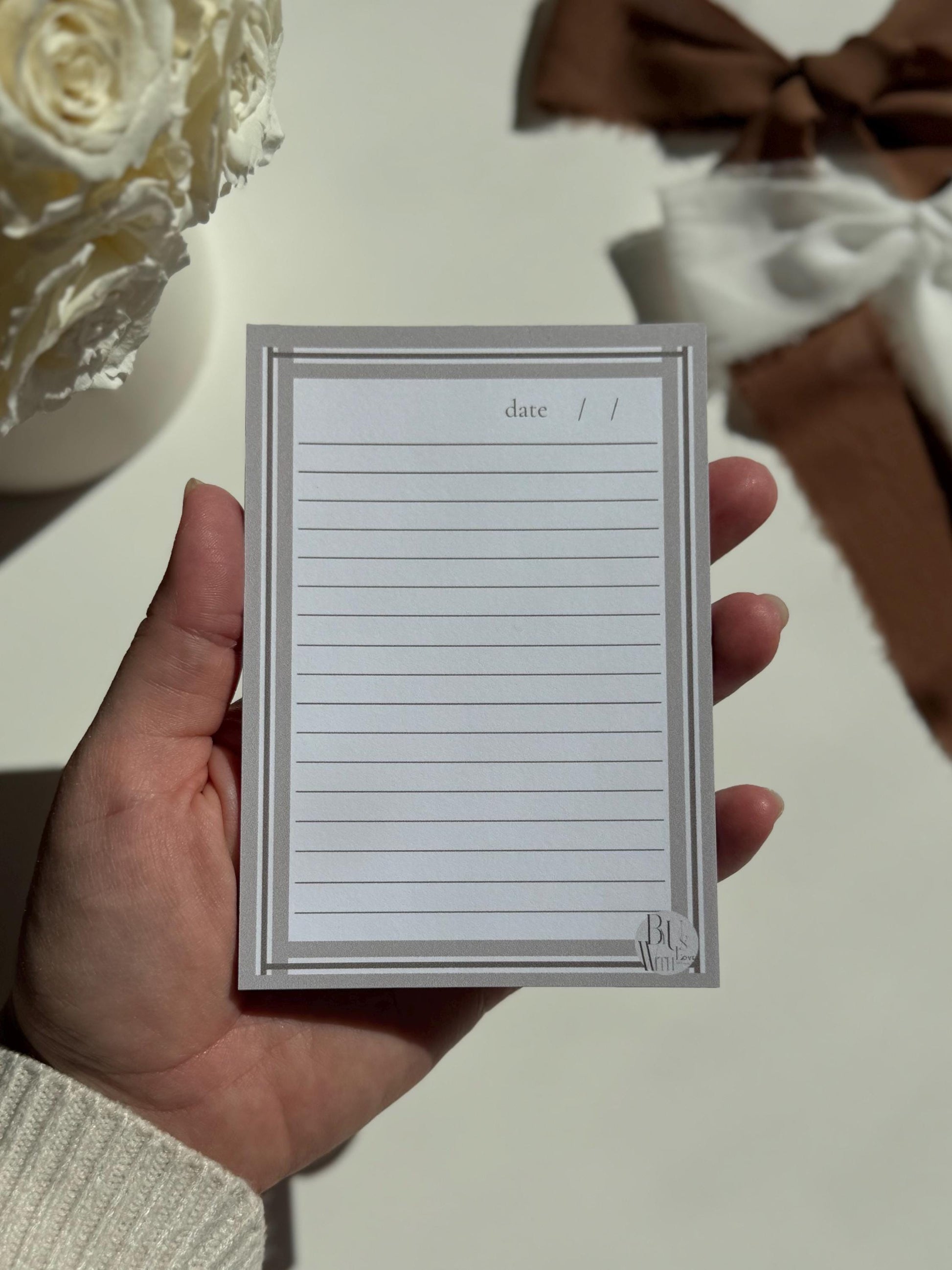 Beige Lined Border Notepad
