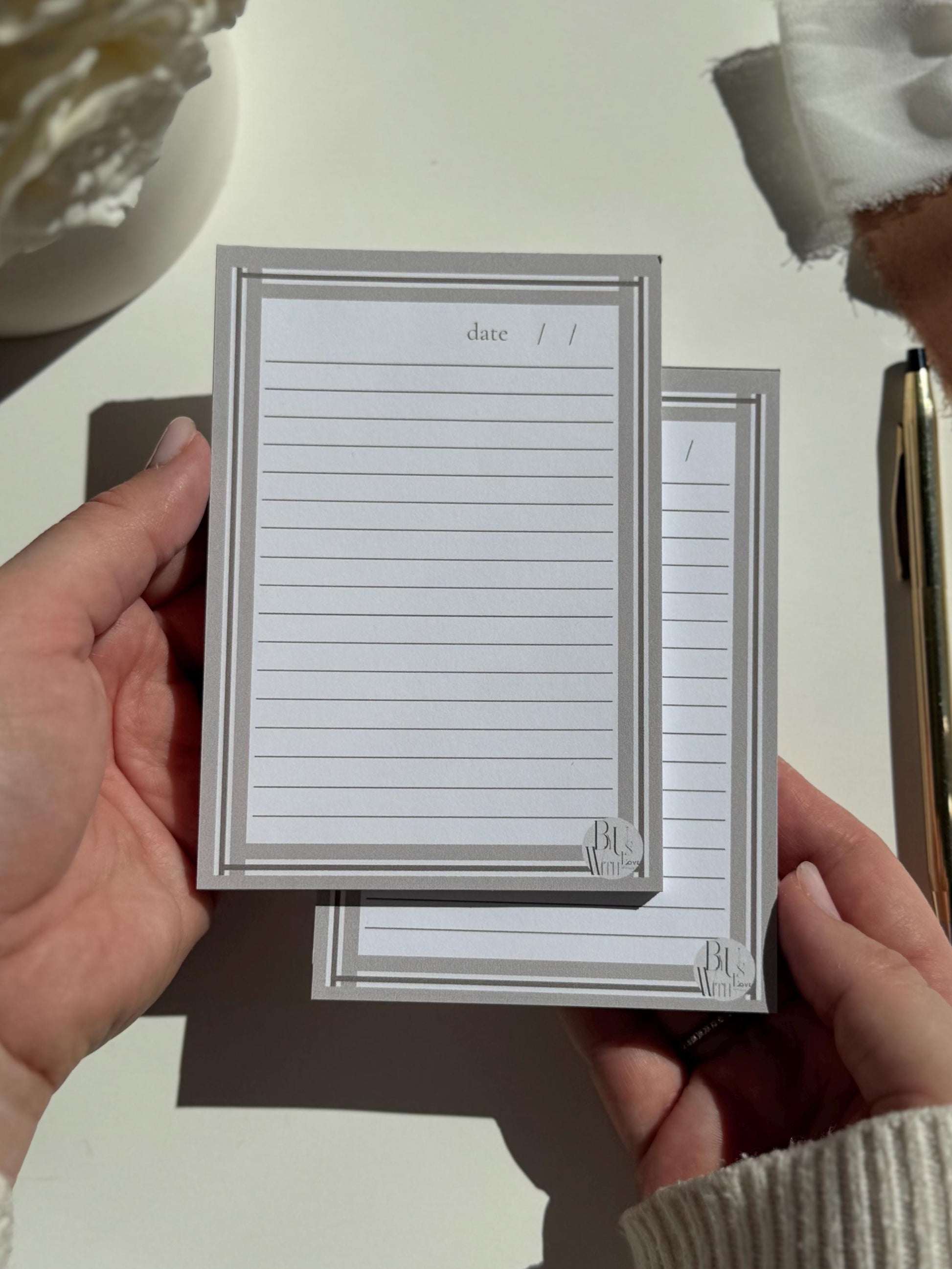 Beige Lined Border Notepad