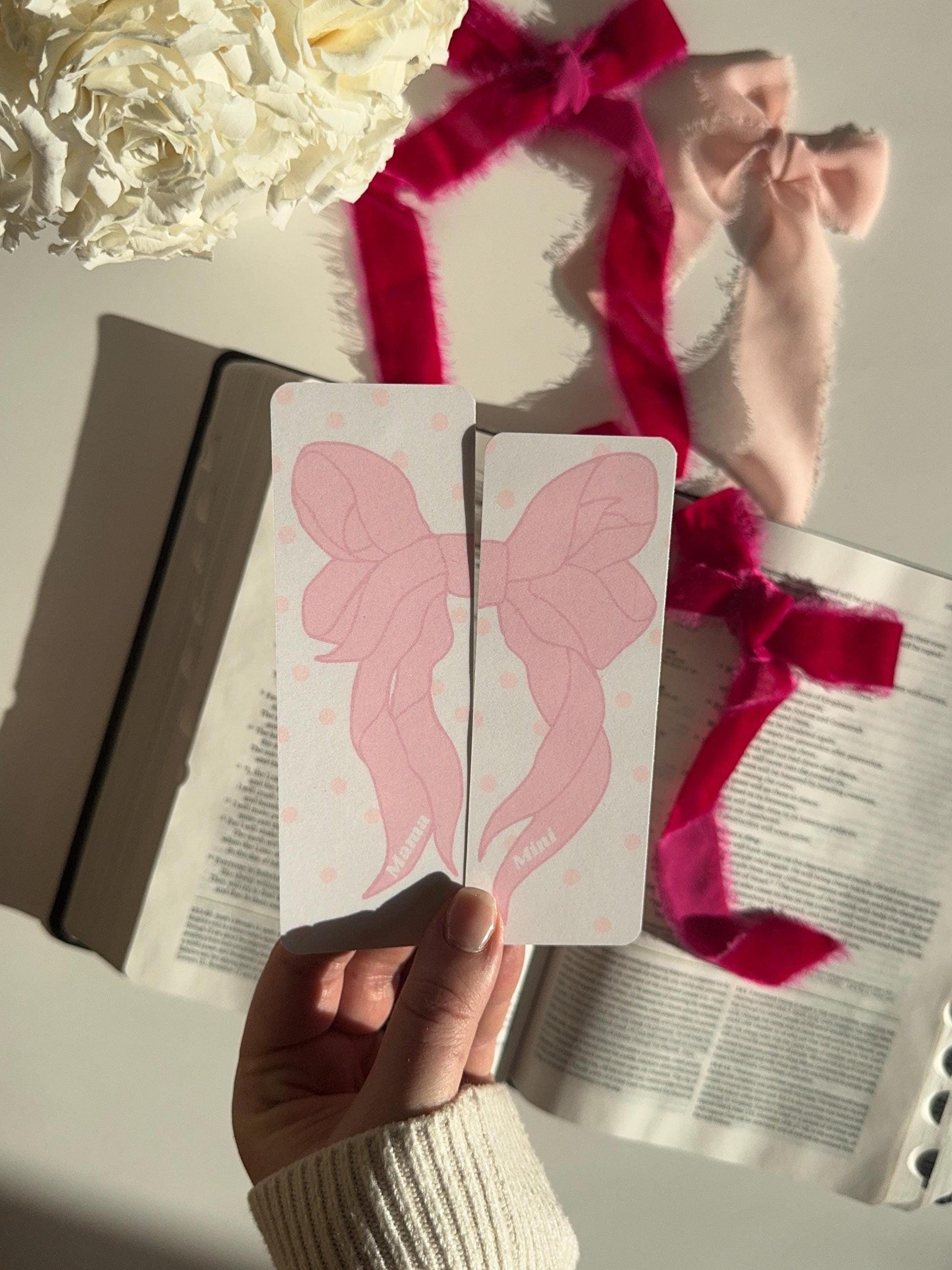 Mama & Mini Pink Bow Bookmark Set