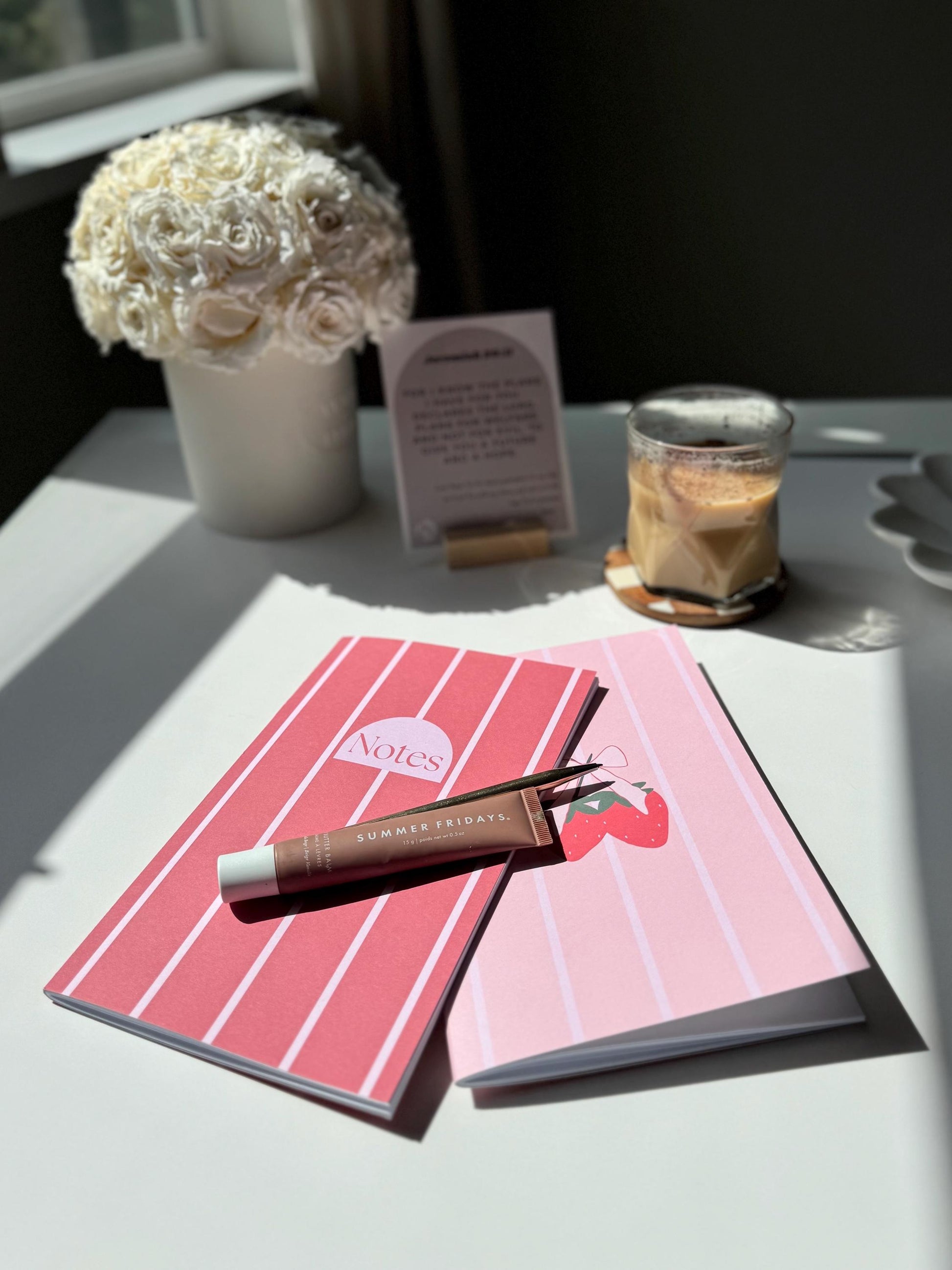 Pinks Striped Notebook & Sketchbook