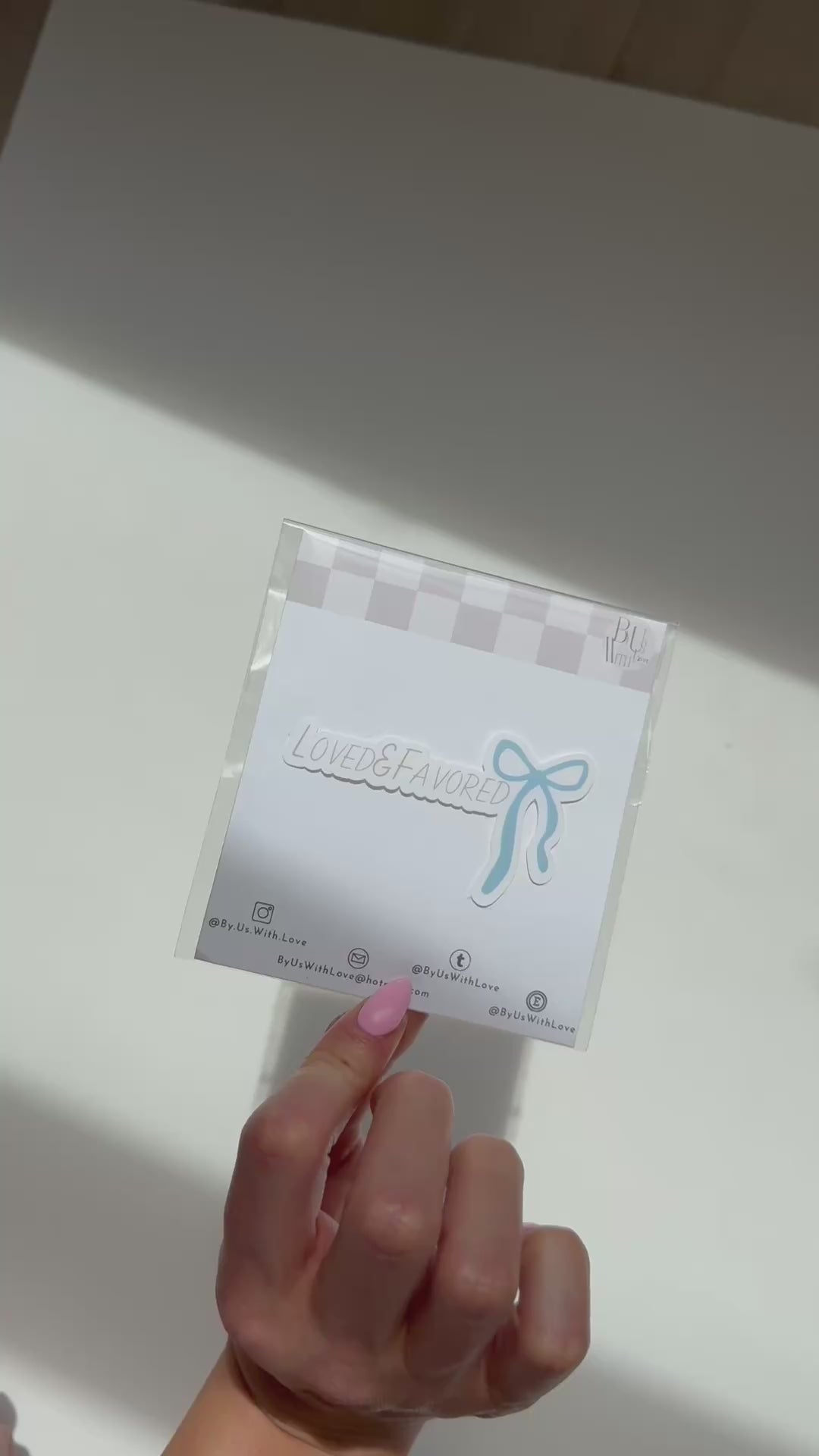 Loved & Favored – Blue Bow Sticker