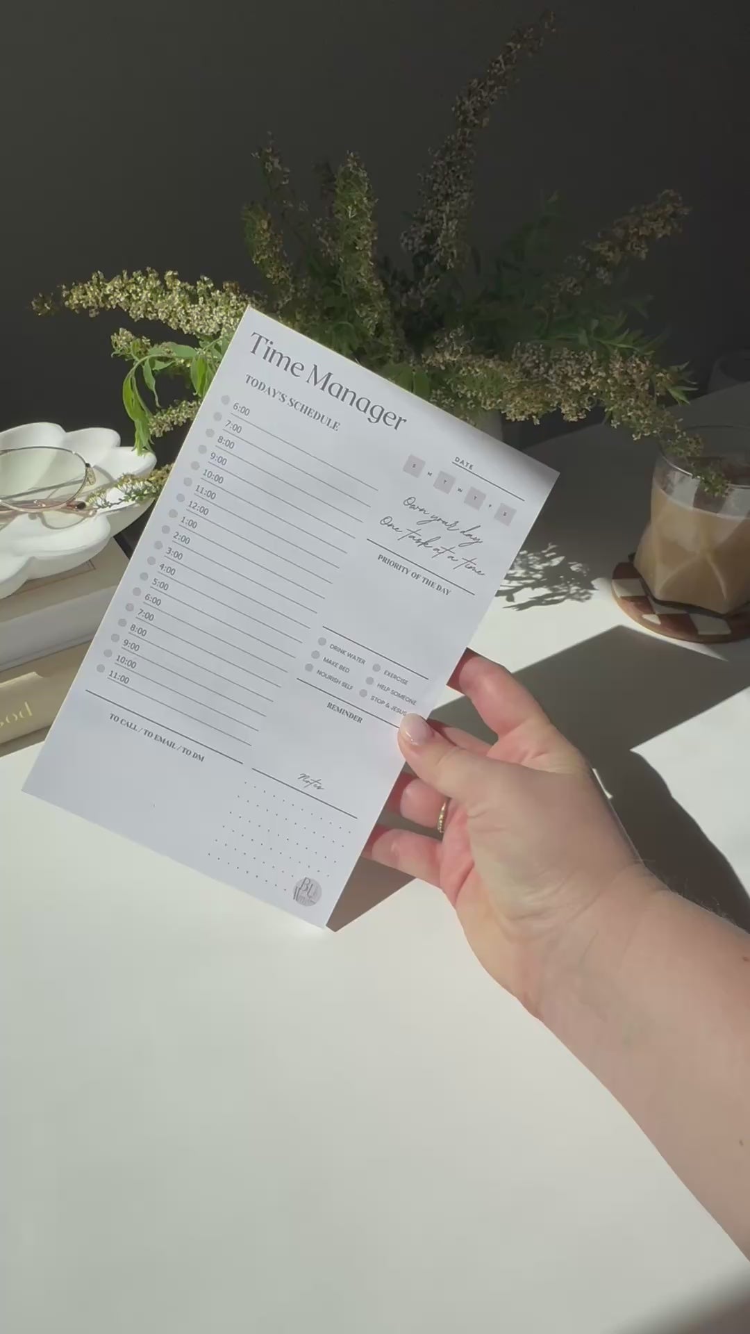 Beige Circle - Daily Time Schedule Tear-Off Notepad