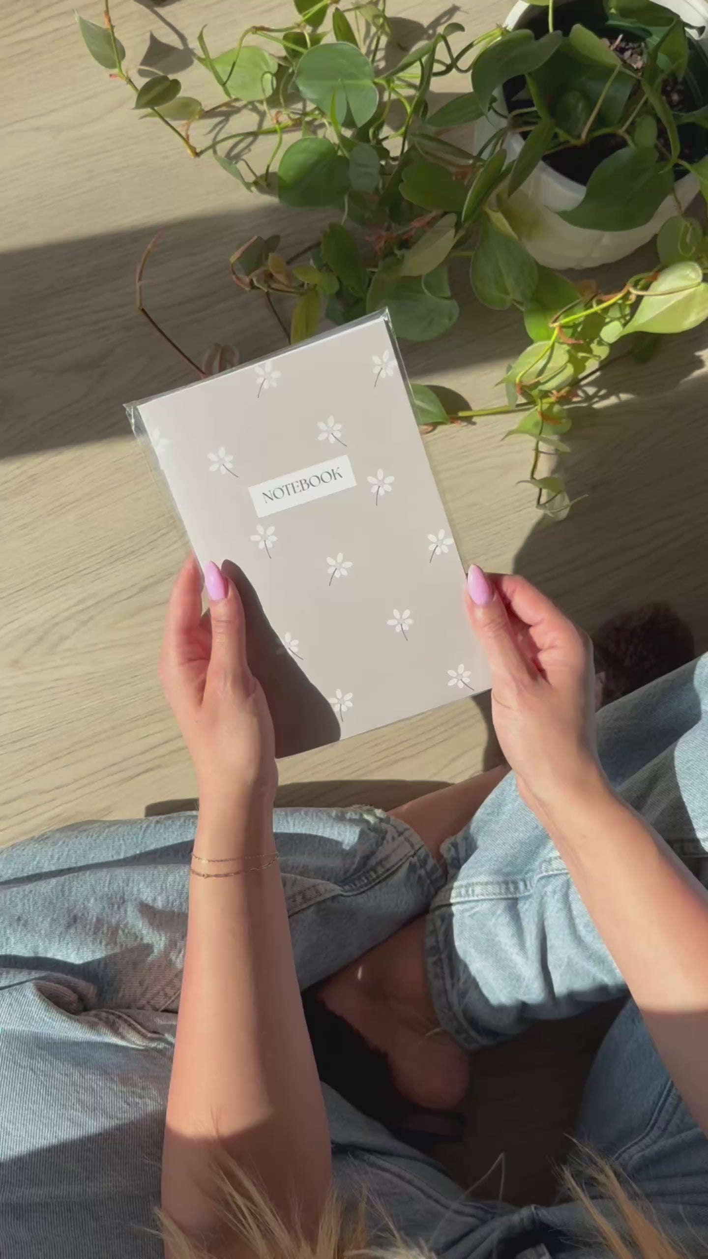 Beige Floral Lined A5 Notebook