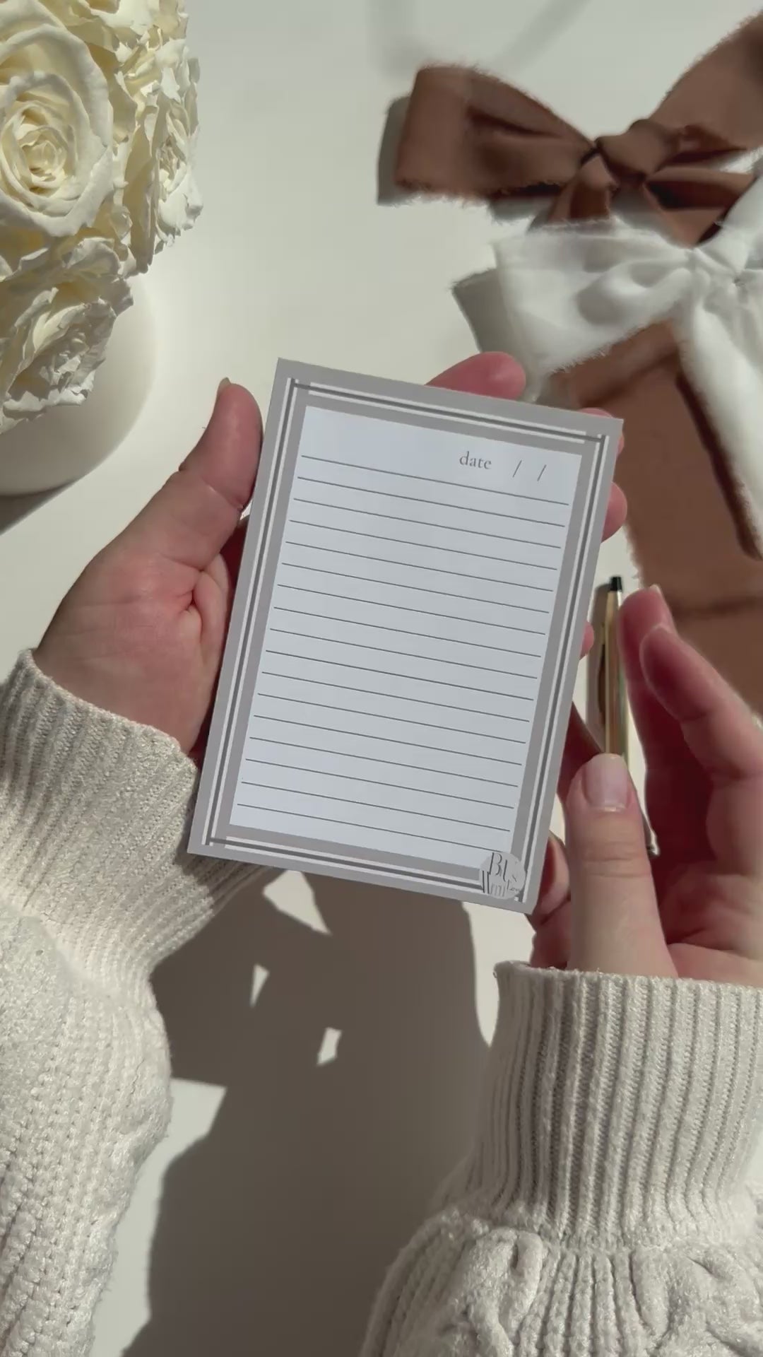 Beige Lined Border Notepad